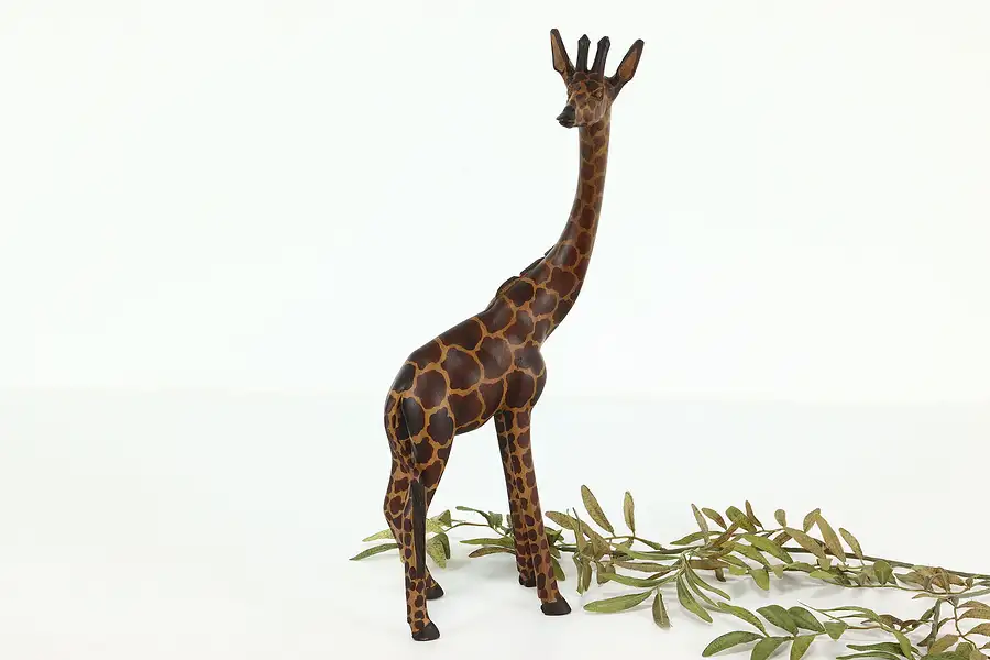 Main image of Giraffe Sculpture Hand Carved & Painted African Statue