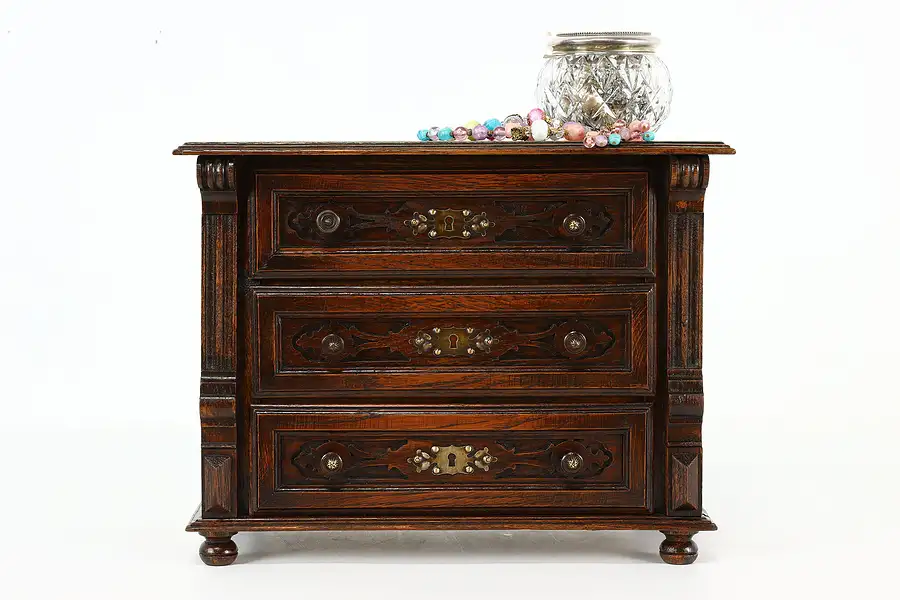 Main image of Victorian Antique Austrian Oak Jewelry Box or Collectors Chest