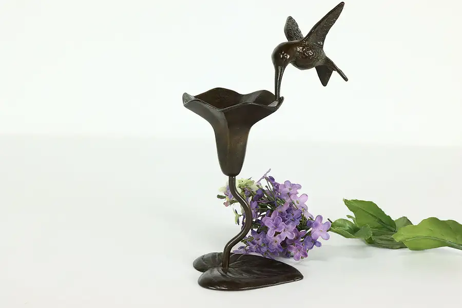 Main image of Bronze Hummingbird & Flower Vintage Sculpture