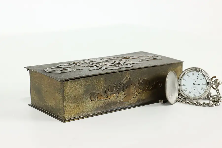 Main image of Bronze Antique Humidor Box or Jewelry Chest, Coat of Arms, Silvercrest