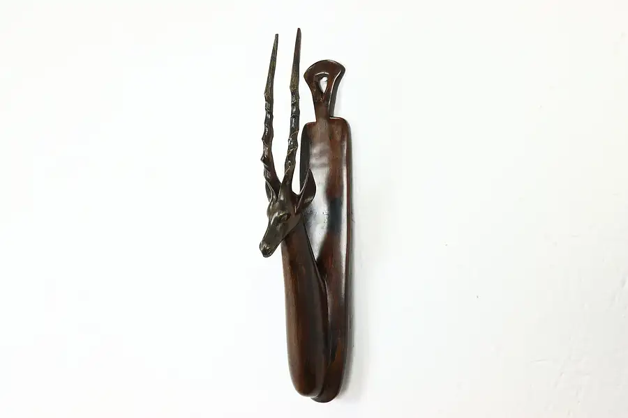 Main image of Gazelle African Vintage Sculpture Hand Carved Rosewood Folk Art