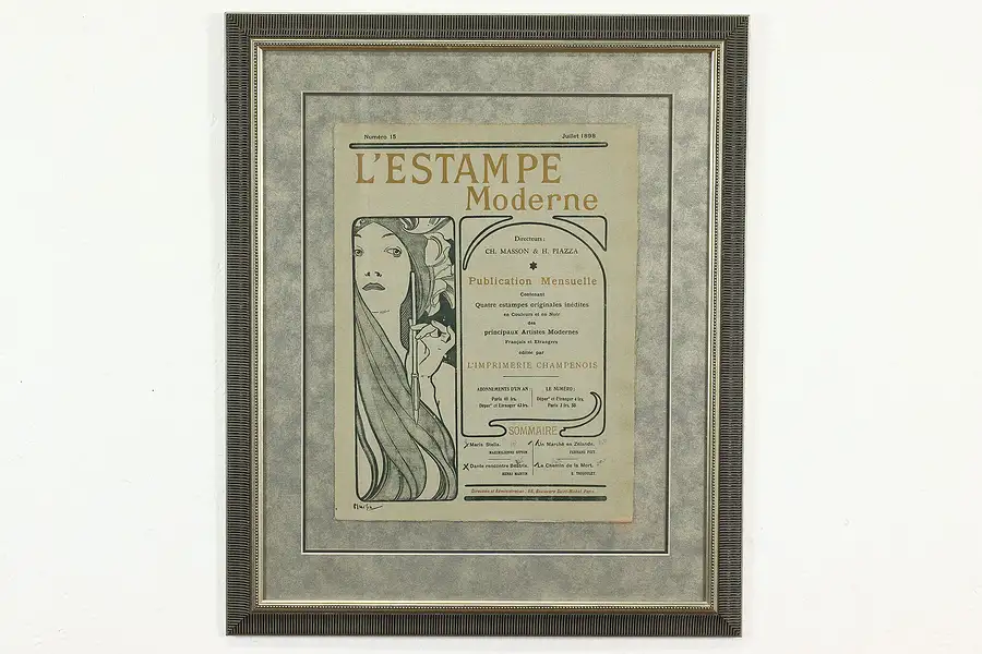 Main image of "L'estampe Moderne" Framed Original Antique Lithograph, Mucha 25.5"