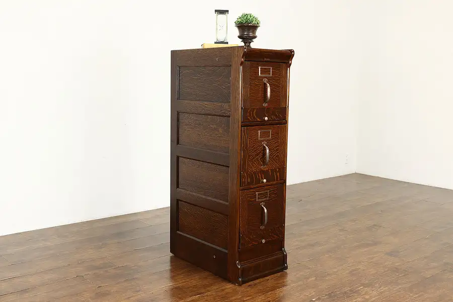 Main image of Arts & Crafts Mission Oak Antique Office or Library File Cabinet, Globe