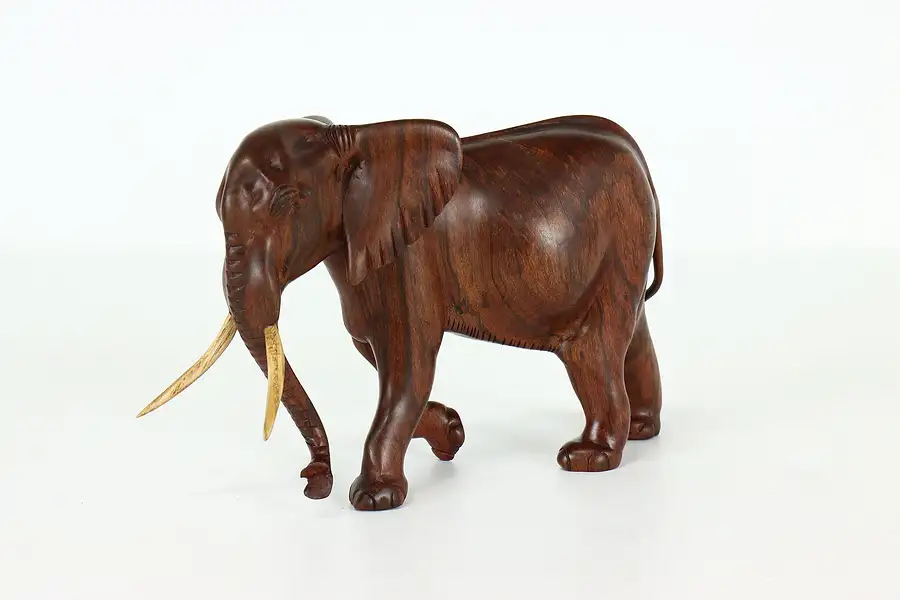 Main image of African Vintage Statue Traditional Carved Rosewood Elephant Sculpture