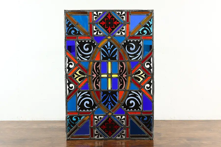 Main image of Architectural Salvage Vintage Leaded Stained Glass Window