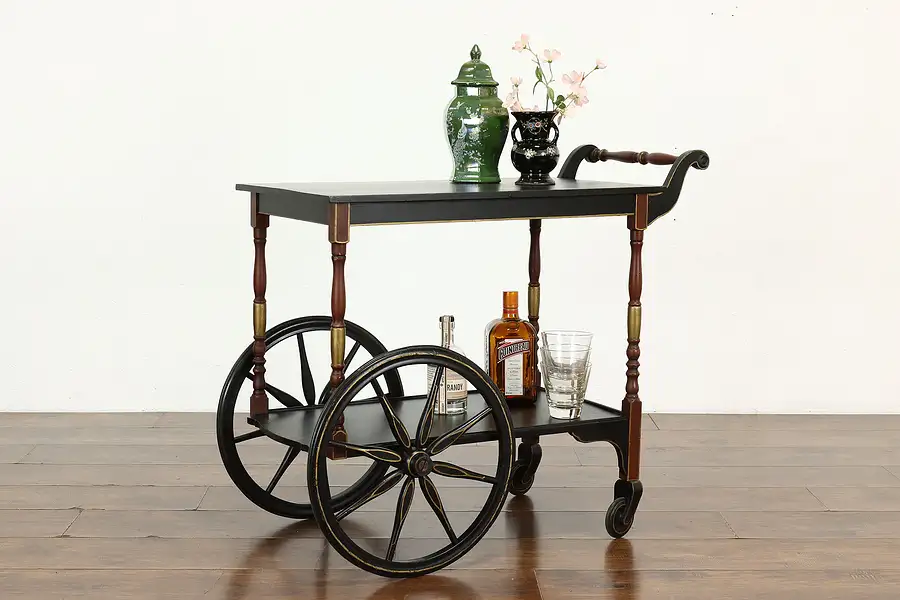 Main image of Chinese Lacquer Hand Painted Antique Bar or Tea Cart, Imperial