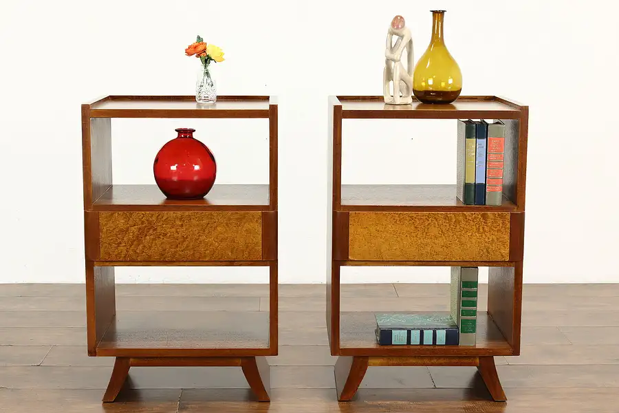 Main image of Pair of Midcentury Modern Vintage Mahogany Nightstands or End Tables Rway