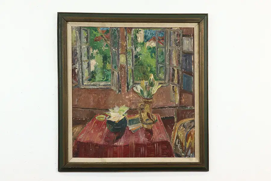 Main image of Still Life & Garden Vintage Romanian Original Oil Painting, Ullea 27.5"