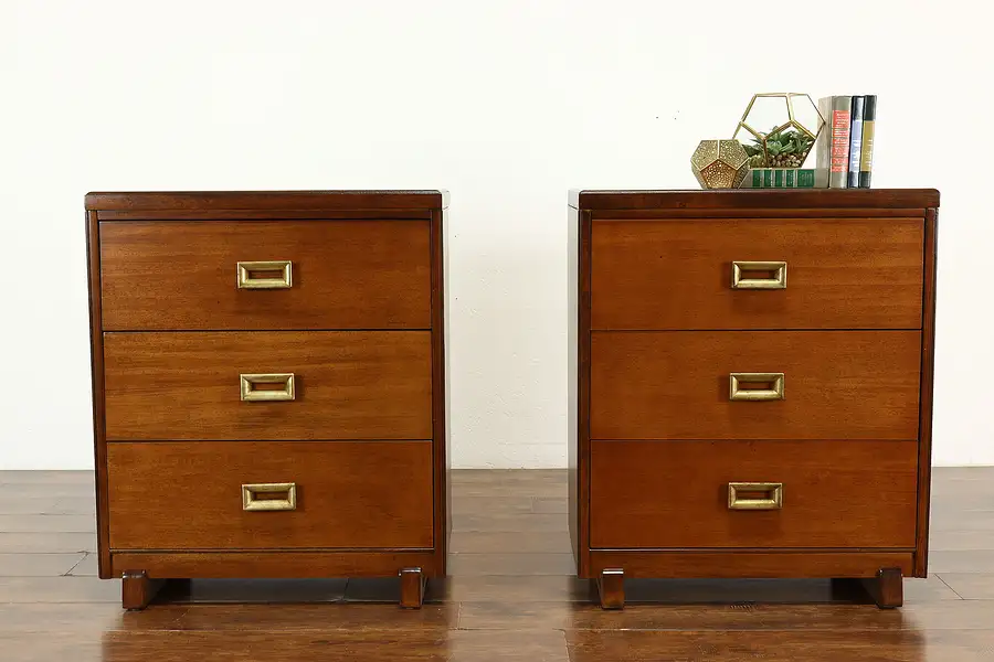 Main image of Pair of Midcentury Modern 1960s Vintage Mahogany Chests or Nightstands