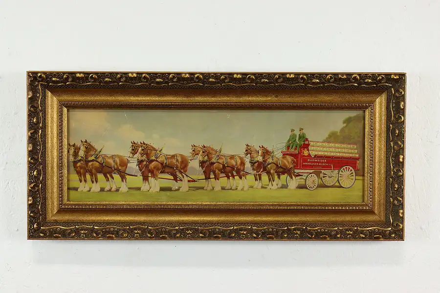 Main image of Budweiser Clydesdale Antique Advertisement Print, Modern Frame 29.5"