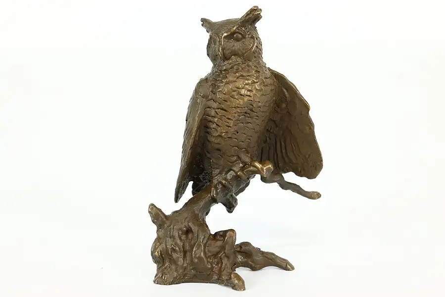 Main image of Bronze Owl on Branch Vintage Sculpture O'Brien Avon Collection