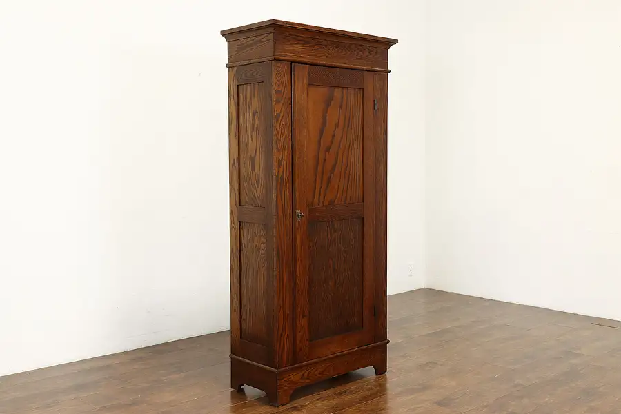 Main image of Victorian Antique Oak Wardrobe or Linen Closet, Larkin NY