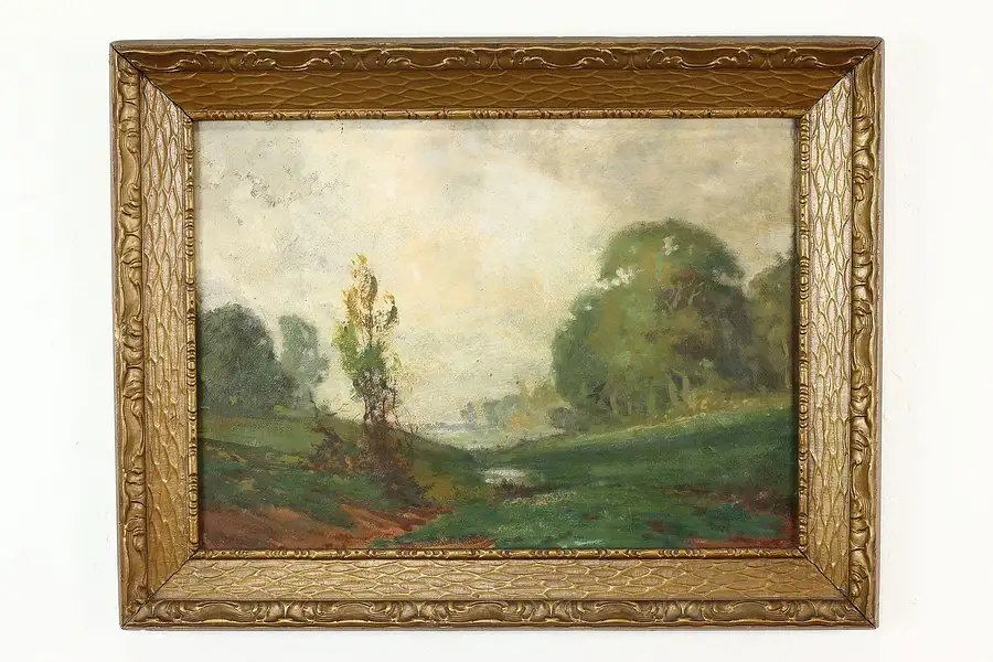 Main image of Winding Creek & Willows Antique Original Oil Painting, Loomis 27.5"