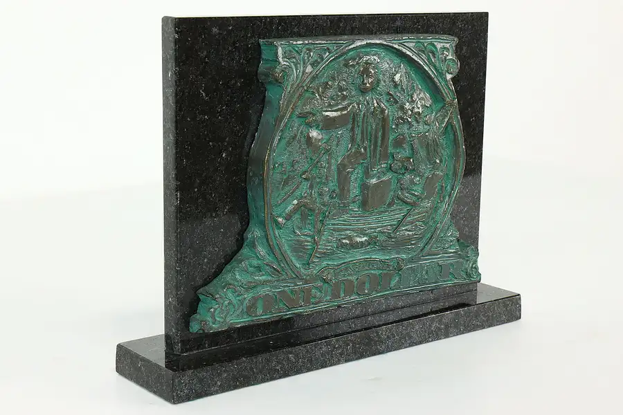 Main image of Bronze Vintage One Dollar Washington Sculpture, Granite Base