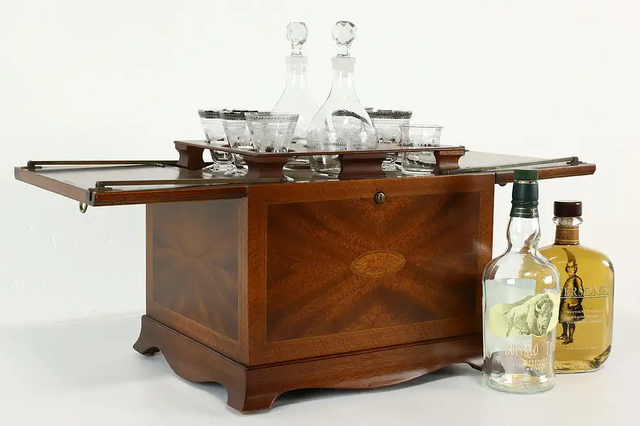 Main image of Georgian Antique Tabletop Cocktail Bar Cabinet, Automatic Lifting Caddy