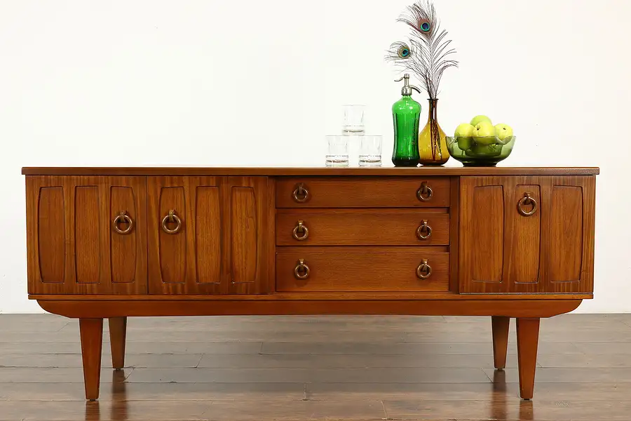 Main image of Midcentury Modern 60s Vintage Teak English Credenza Sideboard, TV Console