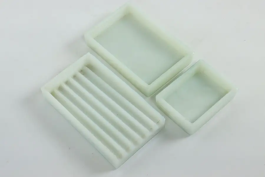 Main image of Set of Three Antique Milk Glass Dental Trays, Two Rivers WI