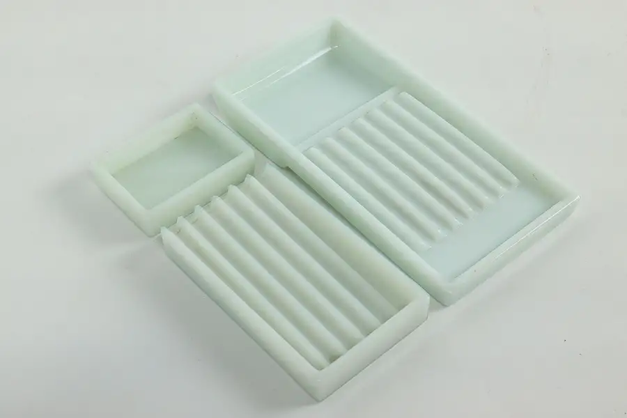 Main image of Set of Three Antique Milk Glass Dental Trays, Two Rivers WI