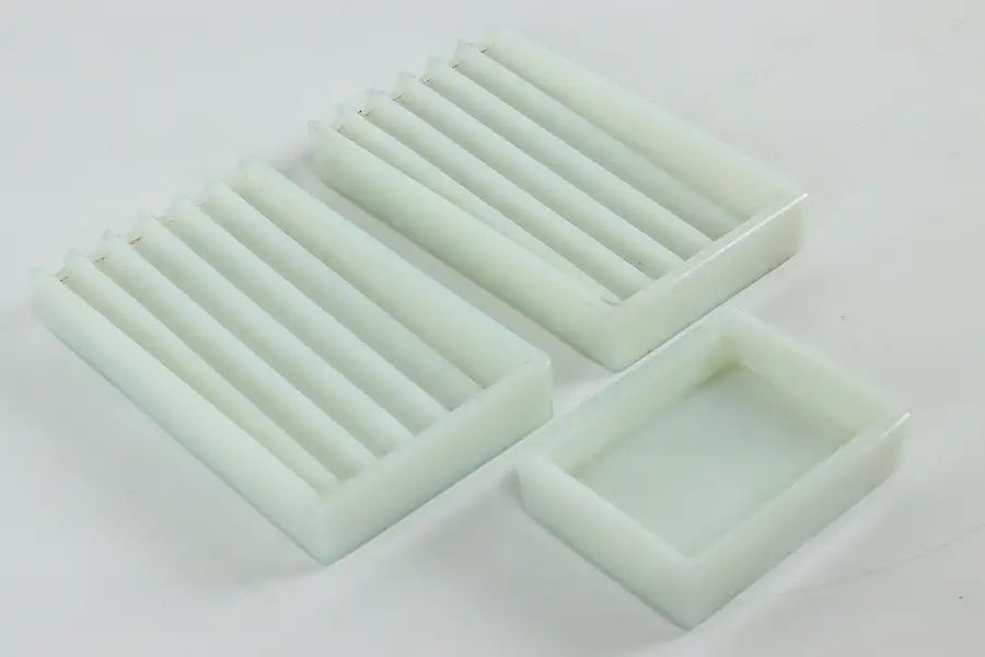 Main image of Set of Three Antique Milk Glass Dental Trays, Two Rivers WI