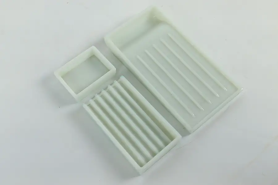 Main image of Set of Three Antique Milk Glass Dental Trays, Two Rivers WI