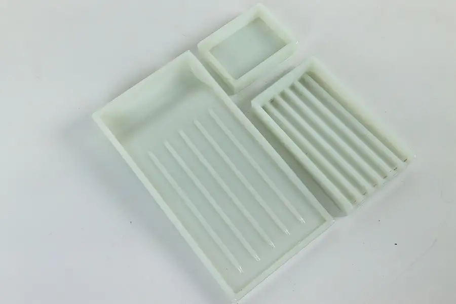 Main image of Set of Three Antique Milk Glass Dental Trays, Two Rivers WI