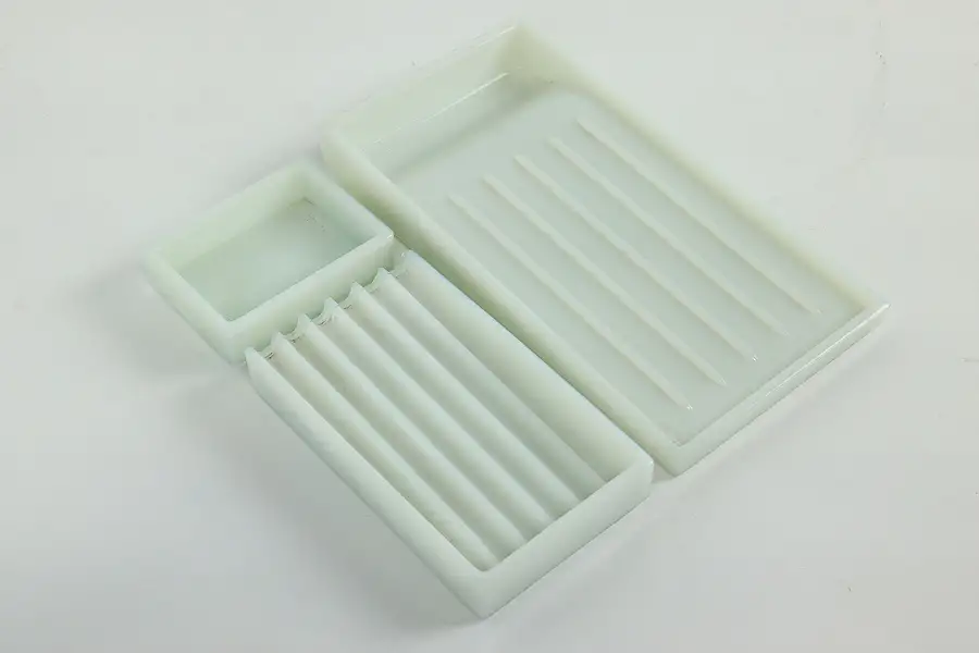 Main image of Set of Three Antique Milk Glass Dental Trays, Two Rivers WI