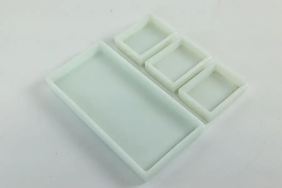 Main image of Set of Four Antique Milk Glass Dental Trays, Two Rivers WI