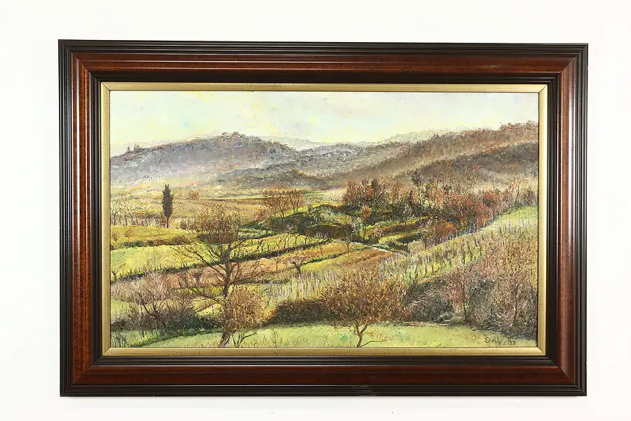 Main image of Hills & Mountain Landscape Vintage Original Oil Painting, Goldstein 48.5"