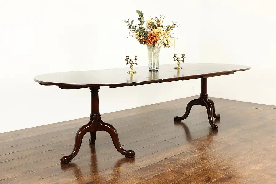 Main image of Traditional Vintage Mahogany Dining Table 4 Leaves, 9.5' Henkel Harris