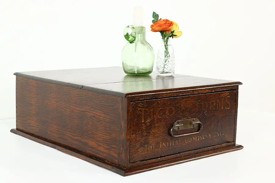 Main image of Victorian Antique Oak Desktop File or Collector's Box, Initial Company