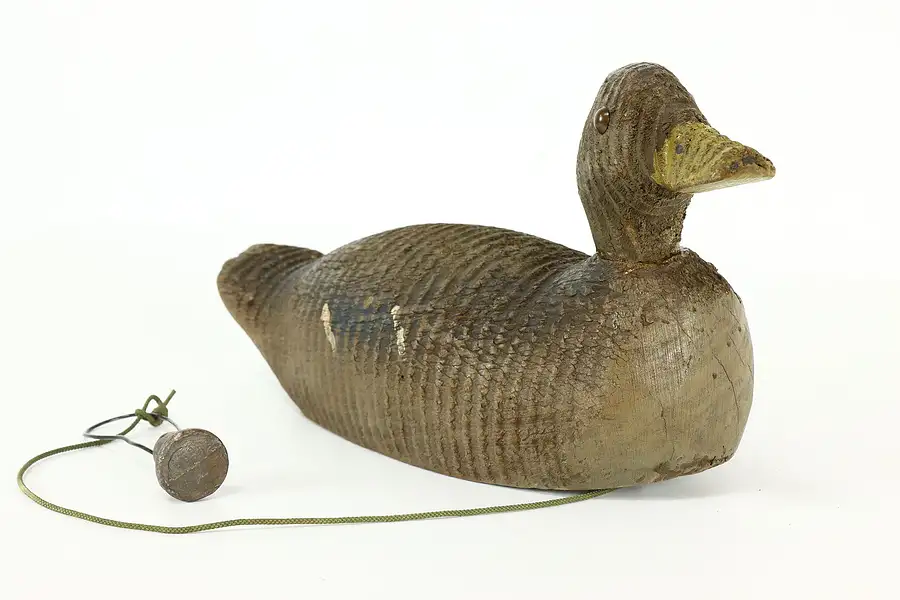 Main image of Farmhouse Hand Carved Pine Antique Duck Decoy Sculpture