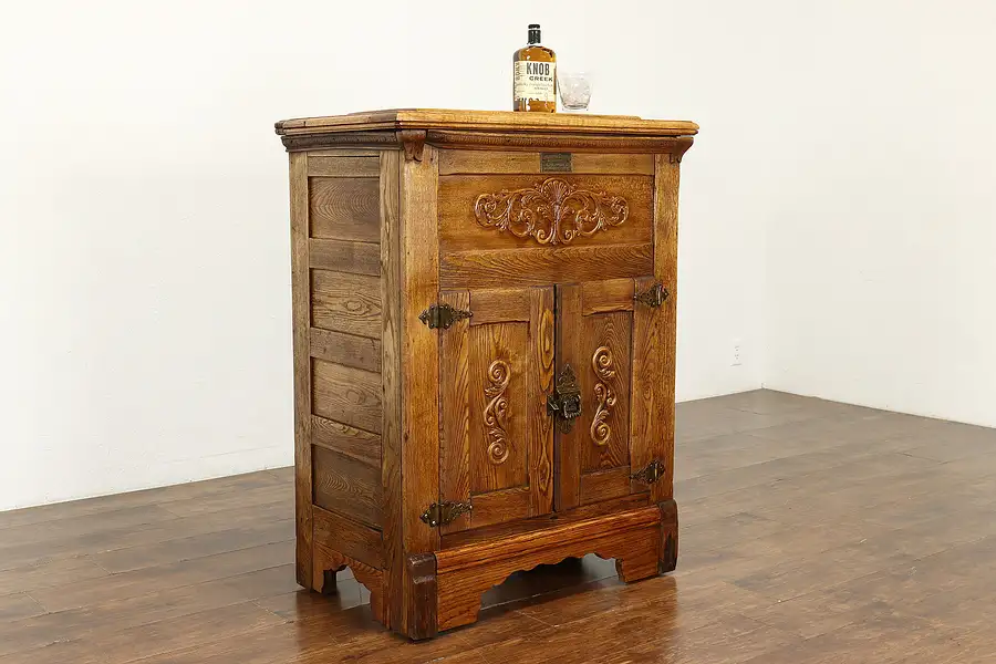 Main image of Farmhouse Oak Antique Kitchen Pantry Ice Box Refrigerator,Challenge