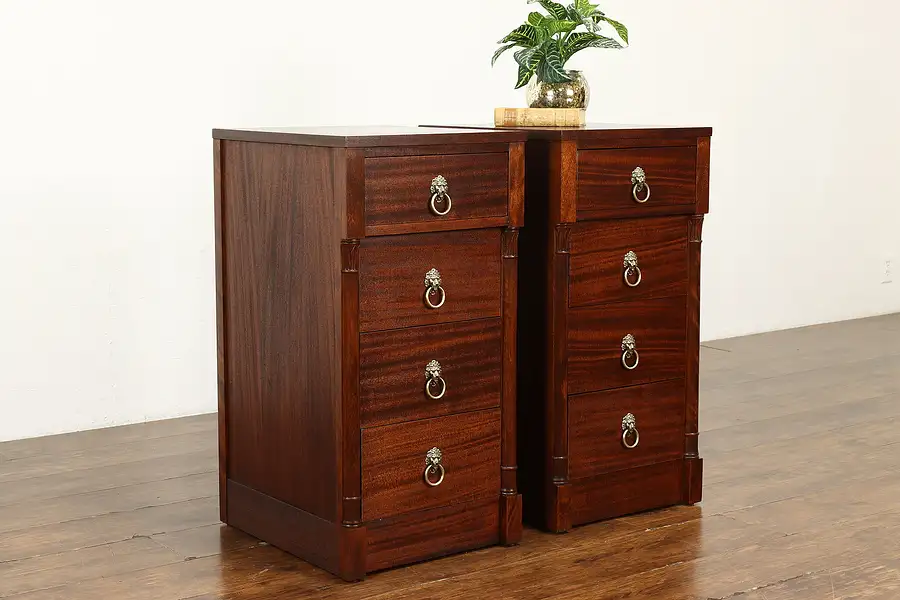 Main image of Pair of Regency Design Vintage Mahogany Nightstands, End Tables, Rway