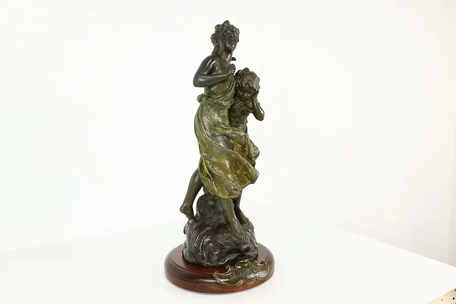 Main image of La Tempête The Storm Sculpture Antique French Statue, H. Moreau