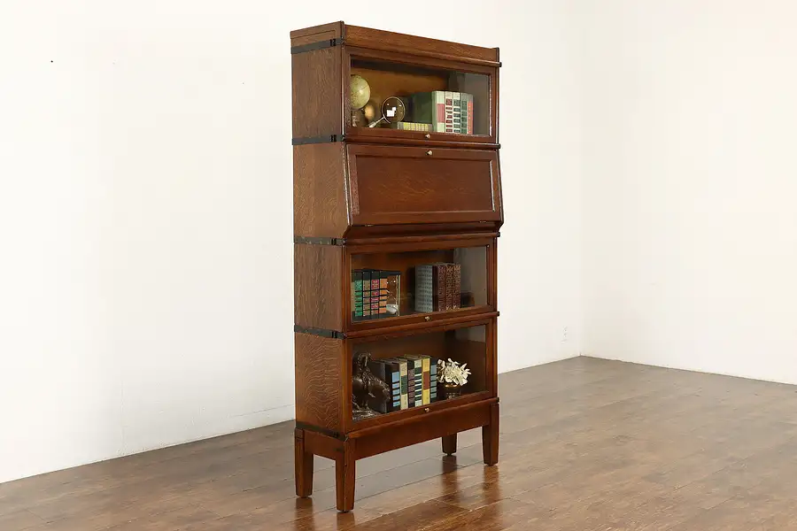 Main image of Arts & Crafts Mission Oak Antique 4 Stack Lawyer Bookcase & Desk Macey