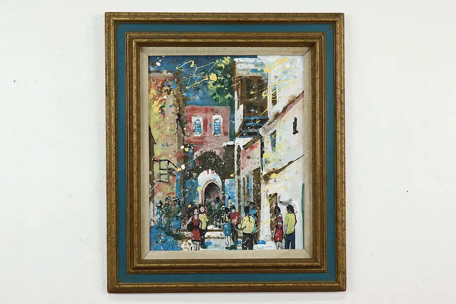 Main image of Jaffa Gate in Jerusalem Vintage Original Oil Painting 28"