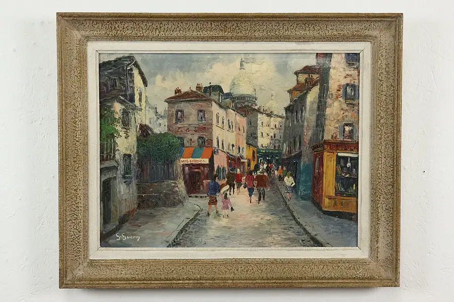 Main image of Sacre Coeur Montmartre Paris Vintage Original Oil Painting, Guerin 30.5"