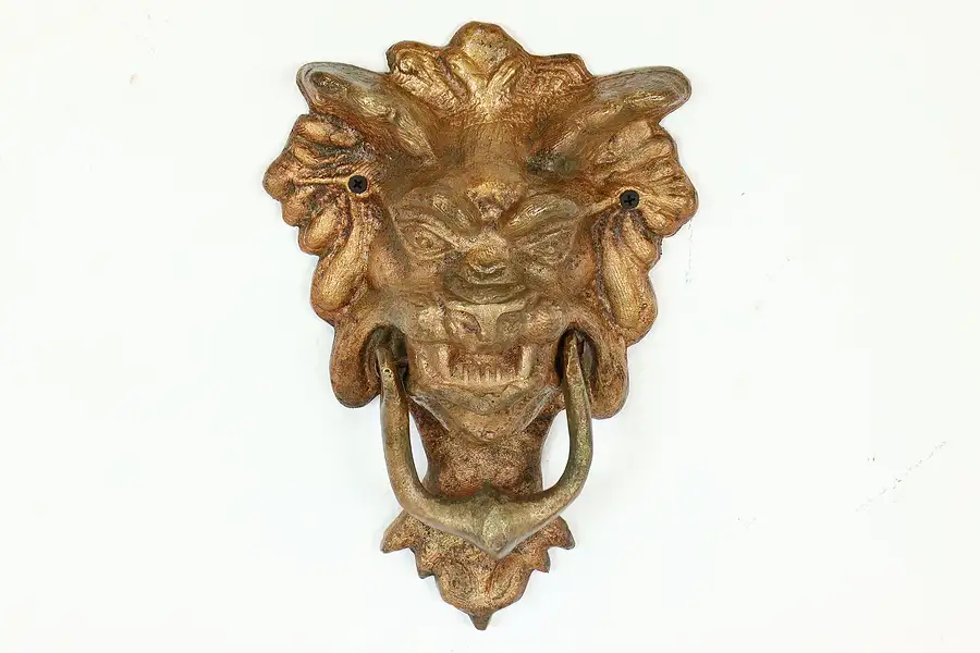 Main image of Architectural Salvage Bronze Antique Dragon Head Sculpture Door Knocker