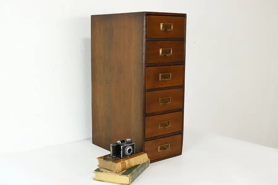 Main image of Farmhouse Vintage 6 Drawer Pine Office File, Collector or Jewelry Cabinet