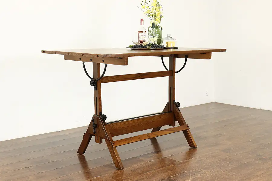 Main image of Farmhouse Industrial Drafting Wine, Cheese Table, Kitchen Island Hamilton