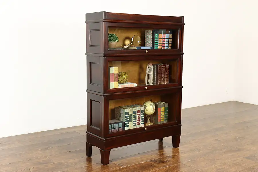 Main image of Mahogany Antique 3 Stack Lawyer, Office or Library Bookcase, Macey