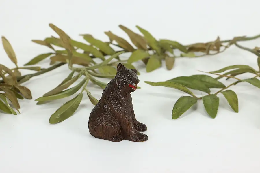 Main image of Black Forest Antique Hand Carved Miniature Bear Sculpture