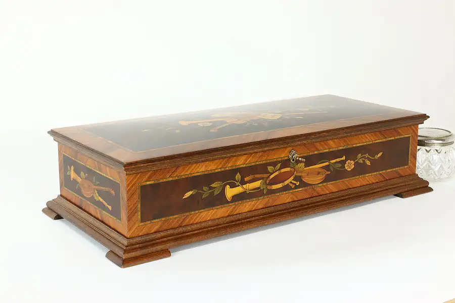 Main image of Swiss Marquetry Music & Jewelry Box, Danube, Edelweiss, Lara Theme, Reuge