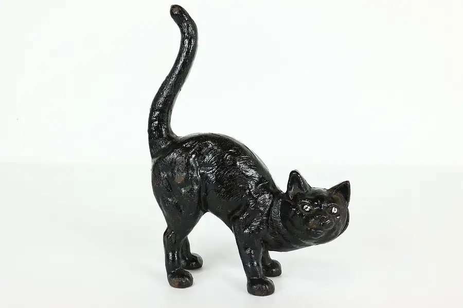 Main image of Victorian Farmhouse Antique Painted Cast Iron Cat Door Stop