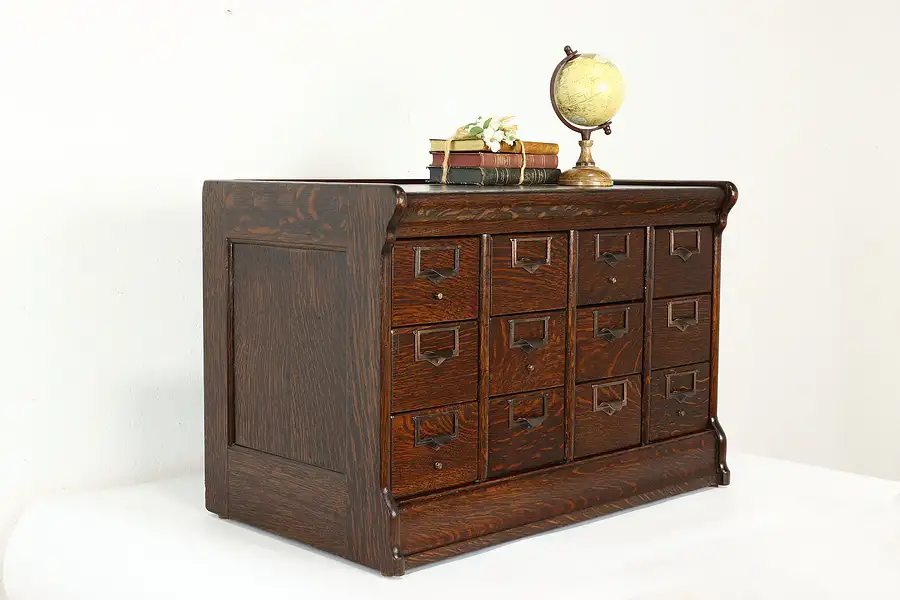 Main image of Arts & Crafts Mission Oak Tabletop Office File or Collector Cabinet