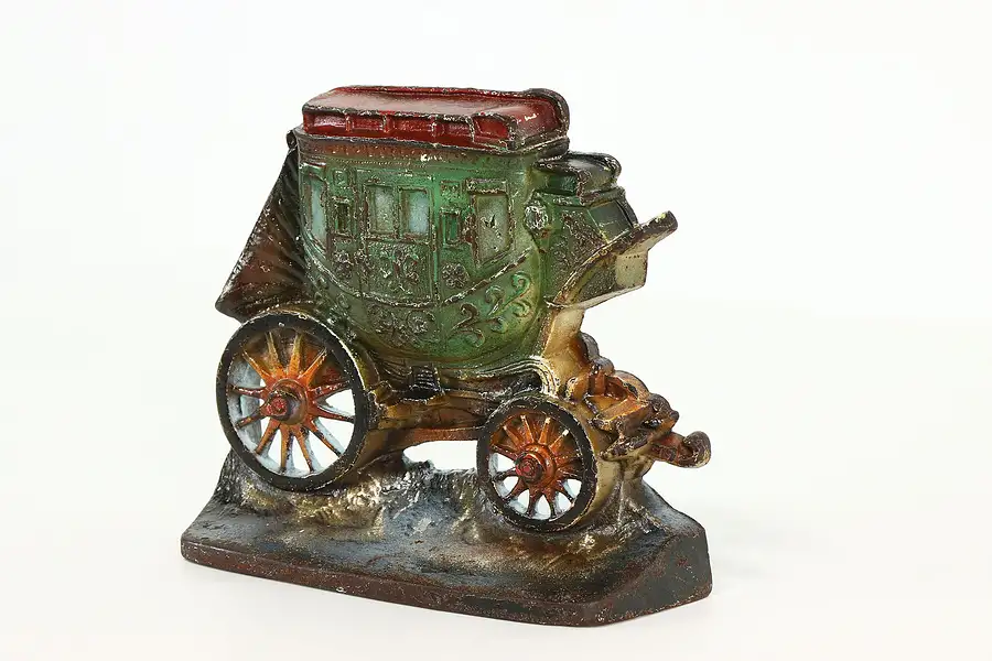 Main image of Farmhouse Vintage Cast Iron Stagecoach Door Stop Original Paint