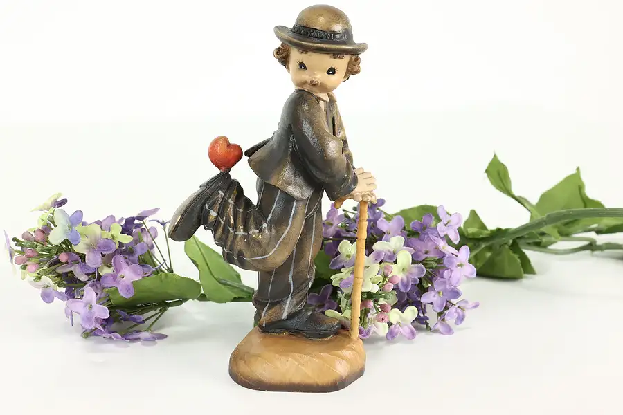 Main image of Italian Hand Carved Vintage Charlie Chaplin Sculpture, Anri Ferrandiz