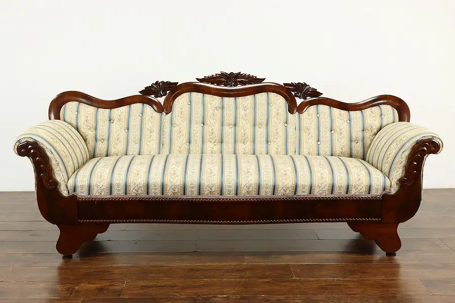 Main image of Carved Flame Grain Mahogany Sofa