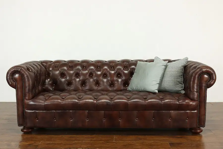 Main image of Chesterfield Tufted Chestnut Leather Vintage Traditional Sofa