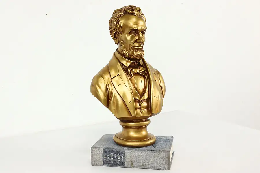 Main image of Abraham Lincoln Vintage Ceramic Sculpture Bust, Bronze Finish